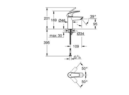 GROHE EUROSMART Bateria Umywalkowa Stojąca Chrom