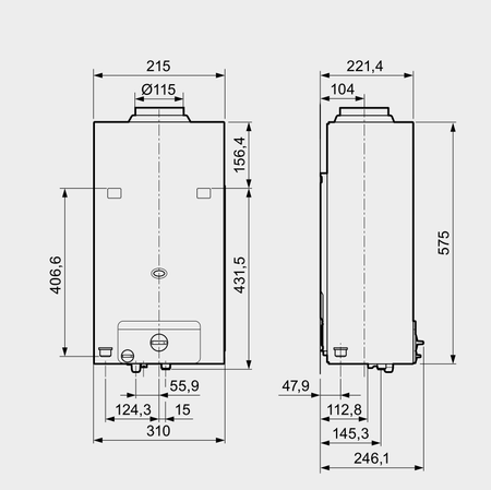 Saunier Duval Opalia C 114/1 I (E-PL) gazowy podgrzewacz wody, na GZ 50, Palnik chłodzony Woda 8000033665