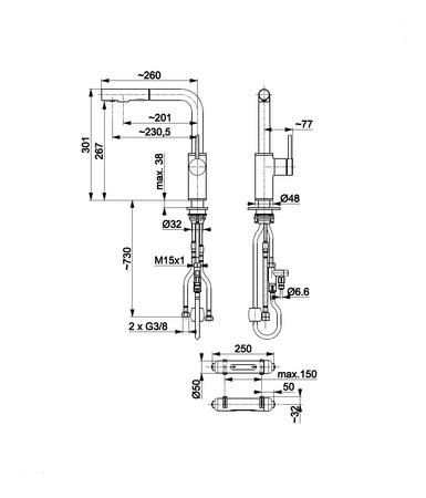 KFA Armatura Duero Pure Basic bateria kuchenna stojąca z filtrem Hydro+ z wyciąganą wylewką inox 6623-112-22