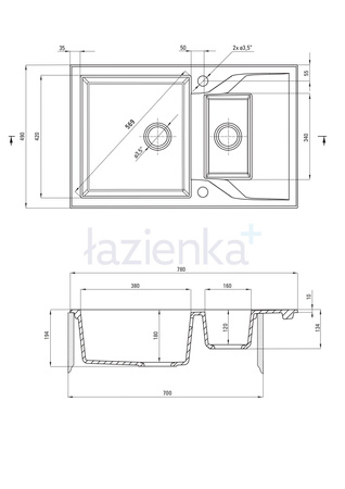 Deante Andante zlewozmywak granitowy 78x49 cm piaskowy ZQN 7513
