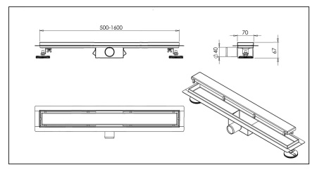 Balneo Duplex Next odpływ liniowy 90 cm stalowy Virgin/pod płytkę DUPLEX90N