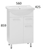 Astor Lupo Umywalka z Szafką 55 cm Biały Połysk AM-LUD-550-27