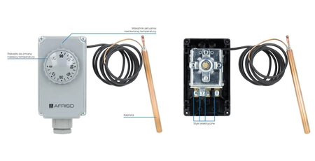 Afriso Termostat zanurzeniowy TC2, 0÷90°C, nastawa zewnętrzna, kapilara 1000 mm