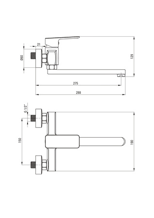 Deante Neo Maro Bateria Kuchenna Ścienna Długa Chrom