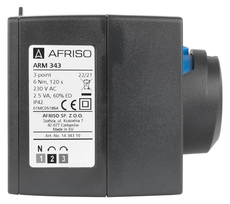 Afriso Siłownik elektryczny ARM 343 ProClick, 3-pkt., 230 V AC, 120 s, 6 Nm 14 343 10