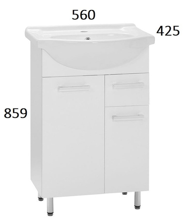 Astor Lupo Umywalka z Szafką 55 cm Biały Połysk AM-LUD-550-27