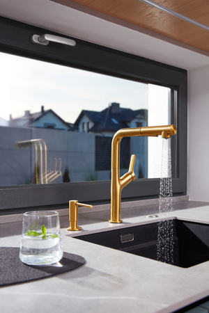 KFA Armatura Duero Design Gold bateria kuchenna stojąca z wyciąganą wylewką złoty szczotkowany 6623-220-31