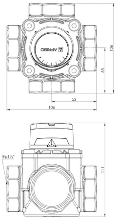 Afriso 4-drogowy obrotowy zawór mieszający ARV 486 ProClick, DN40, Rp1 1/2", Kvs 25