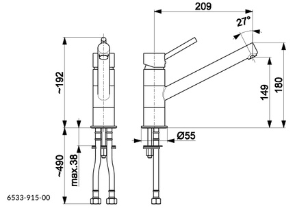 KFA Armatura Andra bateria kuchenna stojąca chrom 6533-915-00