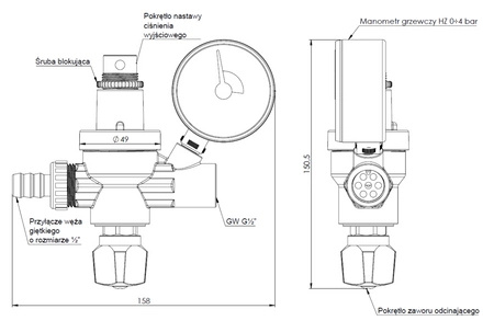 Afriso Zawór do automatycznego napełniania instalacji FAM, 0,5÷3,0 bar GW G1/2" z manometrem 42 406