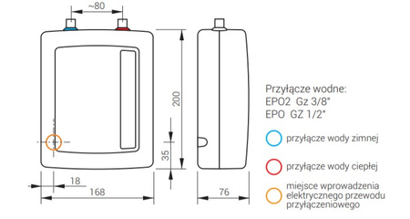 Elektryczny przepływowy podgrzewacz wody KOSPEL EPO2-5.PL 5.5 kW/230V