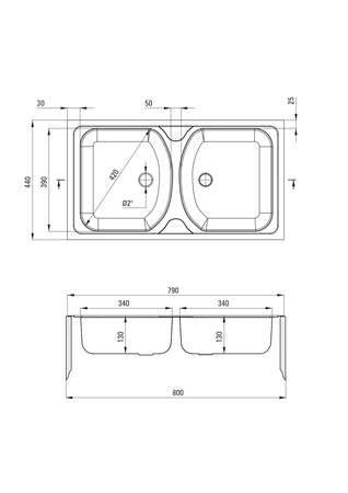 Deante Techno zlewozmywak stalowy 79 x 44 cm wpuszczany stal dekor ZMU 3200