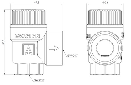 Afriso Zawór bezpieczeństwa do zasobników c.w.u. MSW, 8 bar, GW G1/2" x GW G3/4"
