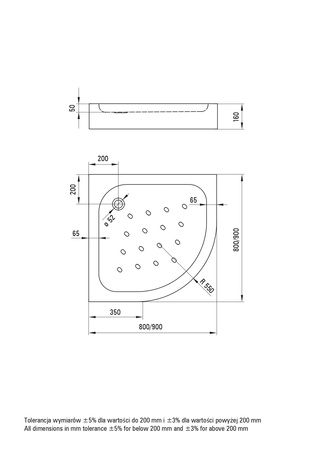 Deante Funkia Brodzik Akrylowy Półokrągły 80 cm