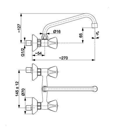 KFA Armatura Standard bateria umywalkowa z uchwytami A chrom wylewka 22 cm 300-510-00