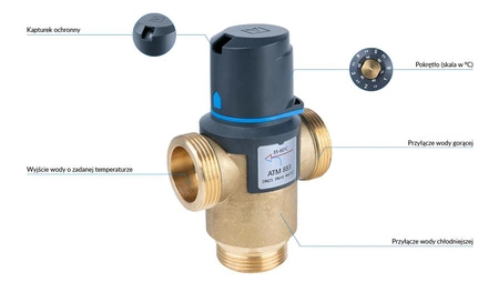 Afriso Termostatyczny zawór mieszający ATM 883, DN25, G1 1/4", 35÷60°C,