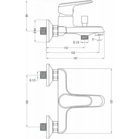 Deante Avis Bateria Umywalkowa Ścienna Chrom BGV 010M