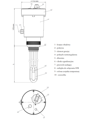 Elektromet EJK Maxi Zespół Grzewczy, Grzałka 4,5 kW/400 V (6/4", Model 607-45-400)
