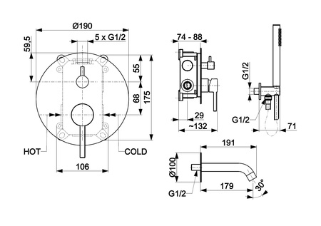 KFA Armatura Moza zestaw wannowo-prysznicowy podtynkowy chrom 5039-401-00