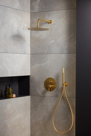 KFA Armatura Moza Gold zestaw prysznicowy podtynkowy z deszczownicą złoty szczotkowany 5039-501-31