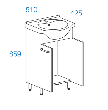 Astor Lupo Umywalka z Szafką 50 cm Biały Połysk AM-LUD-500-27