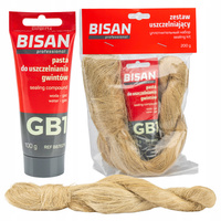 Pakuły konopie lniane len pasta tubka do gwintów zestaw uszczelniający 200g Bisan B870800