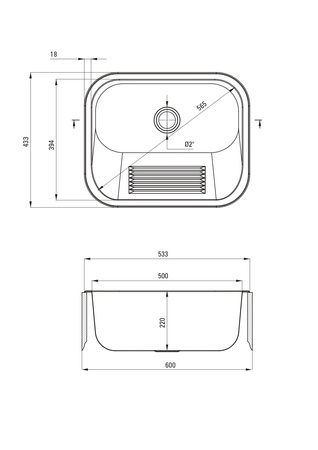 Deante komora gospodarcza 53,3 x 43,3 cm stalowa satyna ZYK 0100