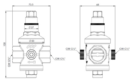 Afriso Reduktor ciśnienia wody BPR, GW G3/4"