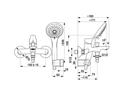 KFA Armatura Morris bateria wannowo-prysznicowa ścienna chrom 5244-510-00