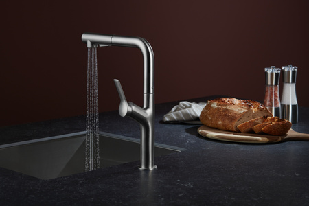 KFA Armatura Duero Design bateria kuchenna stojąca z wyciąganą wylewką inox 6623-220-22
