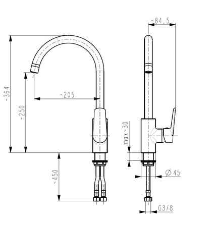 KFA Armatura Onyks bateria kuchenna stojąca z bocznym uchwytem chrom 6513-915-00