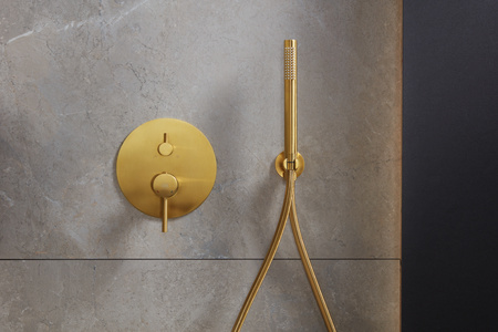 KFA Armatura Moza Gold zestaw prysznicowy podtynkowy z deszczownicą złoty szczotkowany 5039-501-31