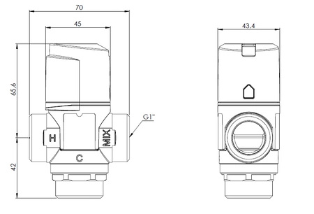 Afriso Termostatyczny zawór mieszający ATM 561, DN20, G1", 20÷43°C, Kvs 2,5 m³/h