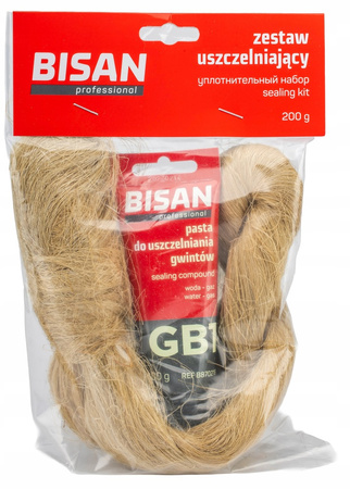 Pakuły konopie lniane len pasta tubka do gwintów zestaw uszczelniający 200g Bisan B870800