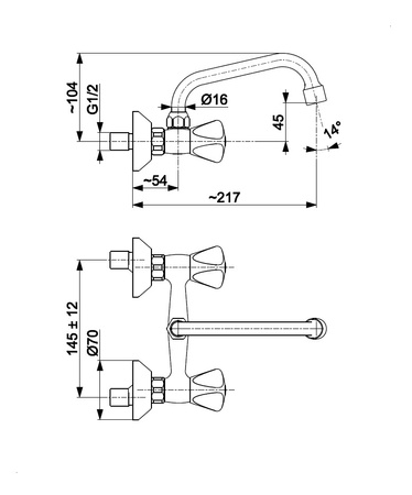 KFA Armatura Standard bateria umywalkowa z uchwytami A chrom wylewka 16 cm 300-310-00