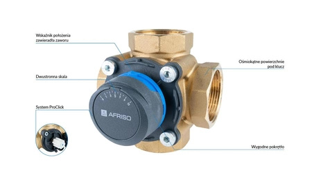 Afriso 4-drogowy obrotowy zawór mieszający ARV 486 ProClick, DN40, Rp1 1/2", Kvs 25