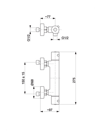 KFA Armatura Moza Black bateria prysznicowa ścienna termostatyczna czarny mat 5736-010-81