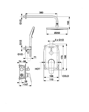 KFA Armatura Otava zestaw prysznicowy podtynkowy czarny 5559-501-81