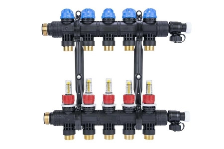Afriso ProCalida EF1 K Rozdzielacz do ogrzewania płaszczyznowego, 5 obiegów, G1", 0,2÷1,6 l/min