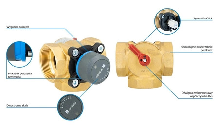 Afriso 3-drogowy obrotowy zawór mieszający ARV 387 Vario ProClick, DN50, Rp2", Kvs 17 - 50