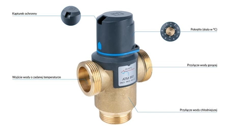 Afriso Termostatyczny zawór mieszający ATM 881, DN25, G1 1/4", 20÷43°C, Kvs 4,2 m³/h 12 881 10