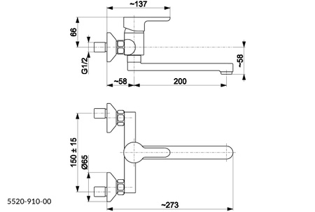 KFA Armatura Granat bateria umywalkowa ścienna chrom 5520-810-00