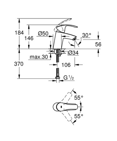 GROHE EUROSMART Bateria Umywalkowa Stojąca Matowa Czerń  