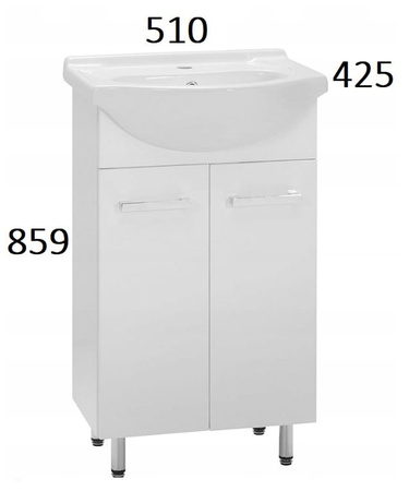 Astor Lupo Umywalka z Szafką 50 cm Biały Połysk AM-LUD-500-27