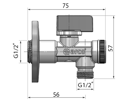 ARCO Zawór Kątowy z Filtrem Antykamiennym 1/2" x 3/8" (02402MAC)