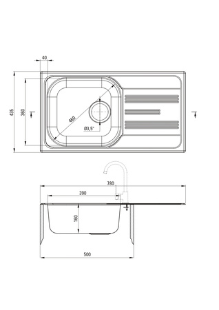 Deante Xylo zlewozmywak stalowy 78 x 43.5 cm dekor ZEX 3113