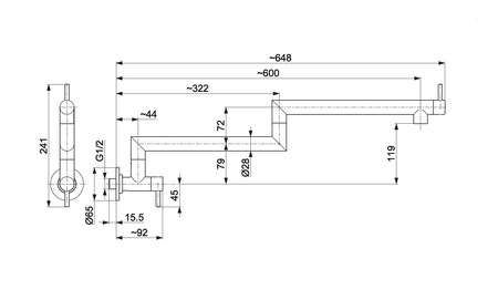 KFA Armatura Duero zawór kuchenny ścienny złoto szczotkowane 6623-030-31