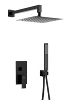 KFA Armatura Logon Black zestaw prysznicowy podtynkowy z deszczownicą czarny mat 5139-501-81