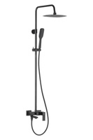 KFA Armatura Logon zestaw wannowo-prysznicowy ścienny z deszczownicą czarny 5136-915-81