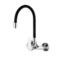 Invena Verso bateria kuchenna ścienna z elastyczną wylewką chrom/czerń